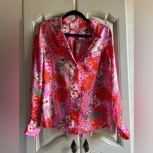 NWOT Sézane Florence Floral Silk Blouse